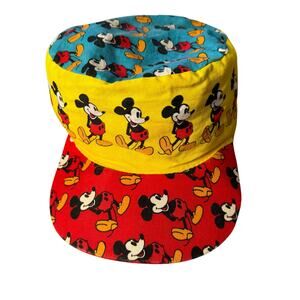 Vintage Disney 80s mickey Mouse AOP Painters Hat Cap One Size Colorblock